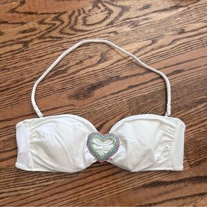 VS heart detail white gem adjustable bandeau bikini top size medium